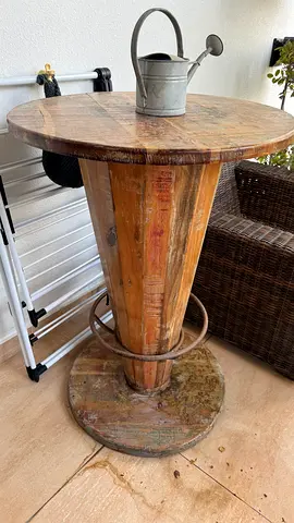 Solid Reclaimed Wood Bar Table - Rustic Round High Table