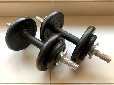 Pair of adjustable dumbbell sets with cast iron weights