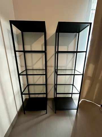 IKEA VITTSJÖ Shelving Units – Black/Glass – Excellent Condition