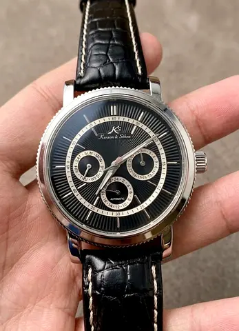 Automatic Men's Watch with Black Leather Strap