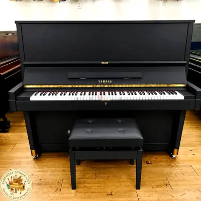 Yamaha Matte Black Renewed Upright Piano Full Size 131 Cms