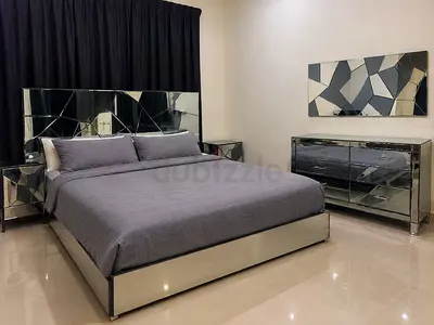 Bed (King size) + matress +2 Matching Nightstands +mounted mirror+ free Dresser