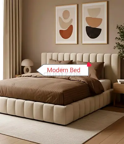 Brand New Luxury Fabric Bed King Size With Spring Mattress - Factory Price
