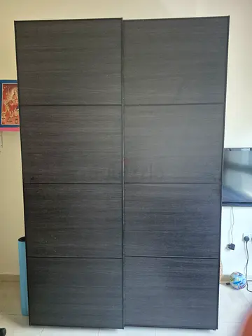Large dark wood wardrobe / storage cabinet - good condition