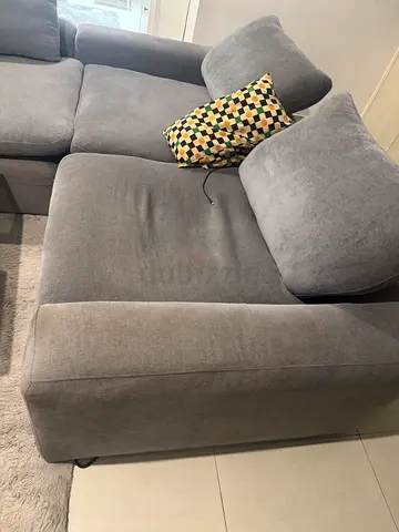 Comfortable 3-seater grey fabric sofa in good condition