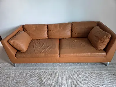 IKEA STOCKHOLM 3-Seater Genuine Leather Sofa (Seglora Tan)