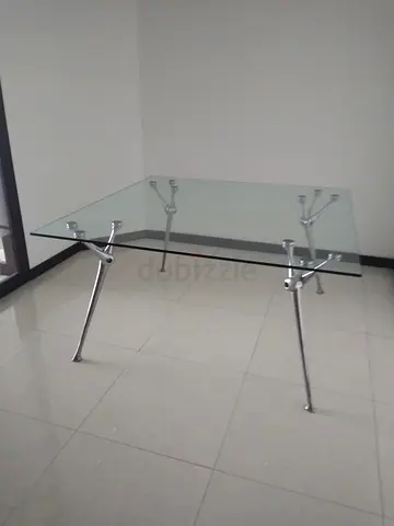 Glass Dining/Office Table with Chrome Legs - Modern Minimalist
