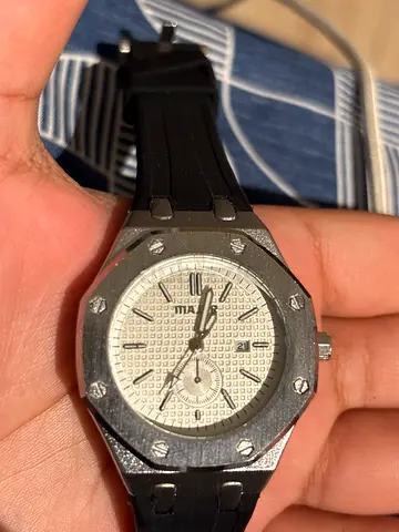 Men's Sports-Style Quartz Watch with Black Rubber Strap