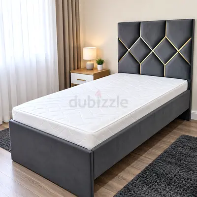Brand new single 90x190 size velvet Bed including mattress available