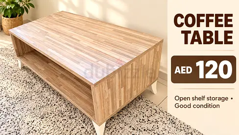 Wooden Coffee Table with Open Shelf - Good Condition
