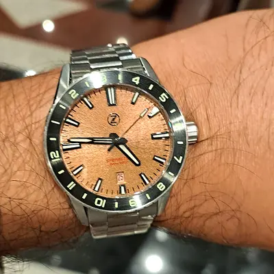 Zelos spearfish Automatic Stainless Steel Men's Watch with Copper Dial