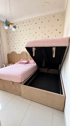 2x carpenter Made Single kids storage bed with hydraulic lift - beige