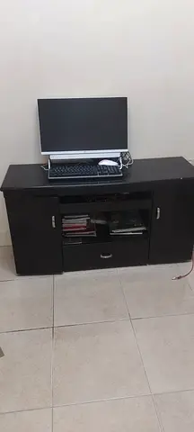 Dark wood TV cabinet / media console with storage