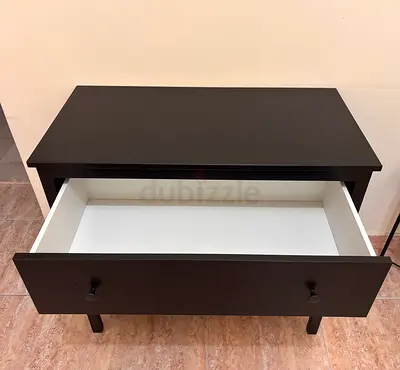 Dark wood bedside table with single drawer - good condition