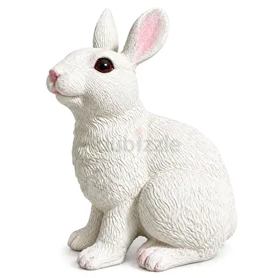 White Rabbit Decorative Figurine, 25 cm Height x 16 cm Width, Elegant Rabbit Statue for Home, Garden