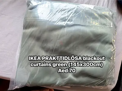 IKEA PRAKTTIDLÖSA blackout curtains green (145x300cm)