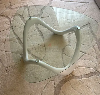 Glass Top Coffee Table with Sculptural White Base