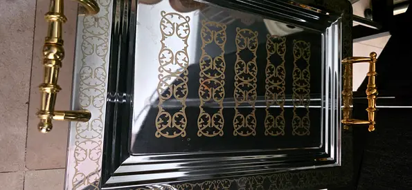 Brand new Decorative mirrored serving tray set with gold handle