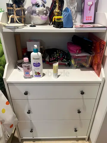 White baby changing table with storage drawers - good condition