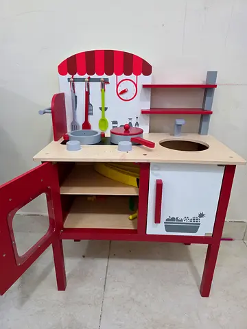 URGENT & Negotiable - Home Center.- Wooden Play Kitchen Set with Accessories - Good Condition