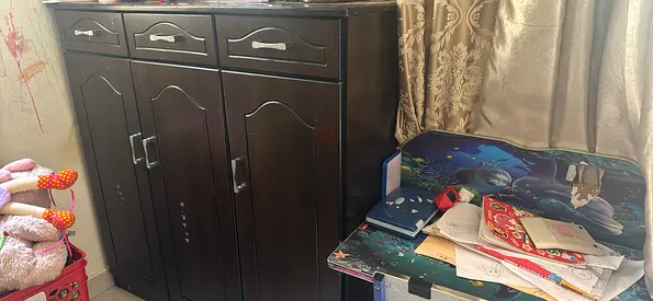Dark Wood 4-Door Sideboard / Storage Cabinet - Good Condition