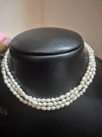 Triple-strand White Freshwater Pearl Bracelet, Elegant Classic Design