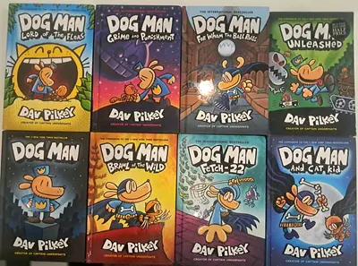 Set of 8 Dog Man Books by Dav Pilkey - Complete Kids Collection