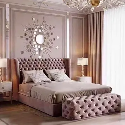 Rose Dust Velvet Chesterfield Tufted Wingback Bed