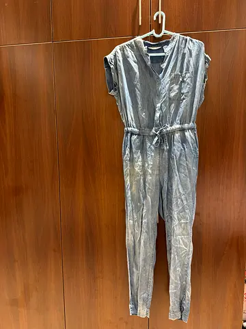 Lightweight grey women's jumpsuit with drawstring waist - good condition sizeS