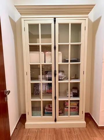 LUZ DE LUNA French casement cabinet display vitrine book shelf bookcase cremone wood H232 W140 D43cm