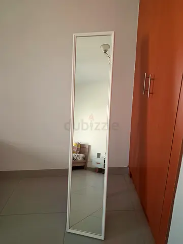 Full-length freestanding white framed mirror - good condition