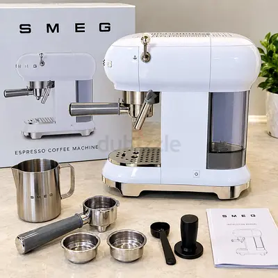 SMEG Retro Espresso Coffee Machine - White (Complete Set)