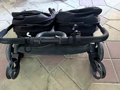 Side-by-side double stroller (twin) - used, black