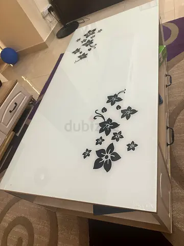 White floral glass-front cabinet / dresser (like new)