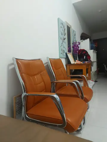 Heavy Metal Set of 2 Orange Chrome-framed Chairs
