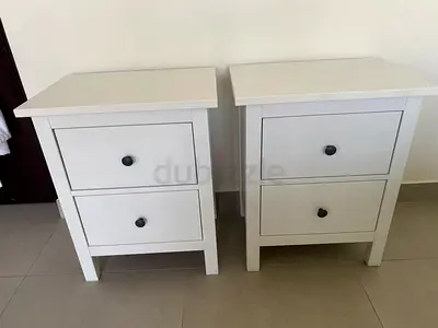 Pair of IKEA HEMNES Two-Drawer Bedside Tables – White