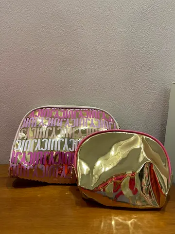 Juicy Couture - Set of 2 makeup pouches - pink and metallic gold (Brand new)