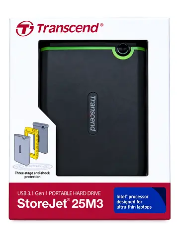 Transcend StoreJet 25M3 1TB USB 3.1 Portable External Hard Drive - 2.5"