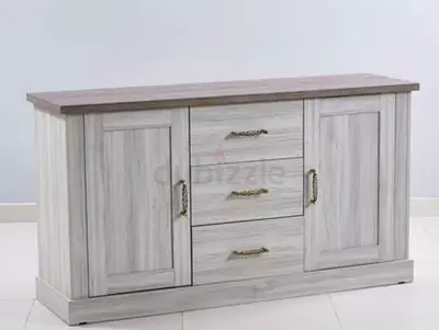 Light Grey Wooden Sideboard with 2 Doors and 3 Drawers