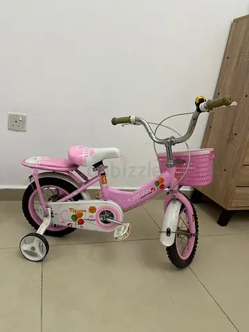 Pink Kids Bicycle with Training Wheels and Front Basket - Good Condition