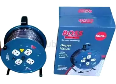 BOSS 50m Cable Reel Extension Lead with 4 Sockets