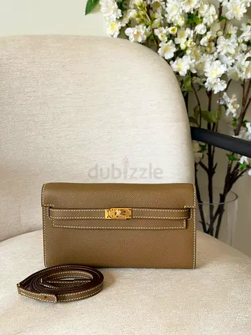 Olive Green Leather Crossbody Bag with Gold Hardware