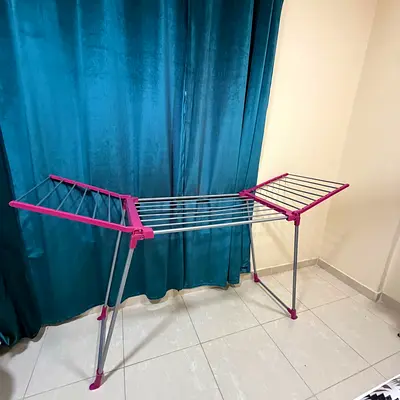 Urgent. Selling leaving home country Foldable Drying Rack / Clothes Airer - Light Pink & Silver