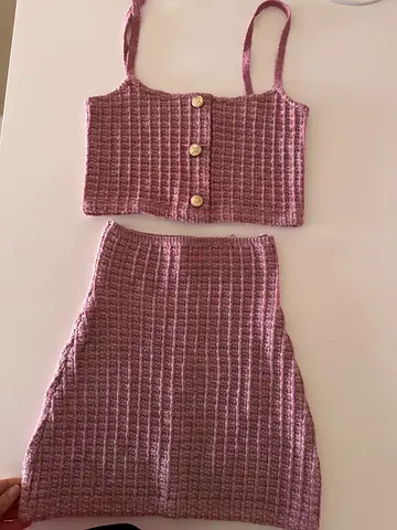 Zara knit two-piece pink crop top and skirt set - size S