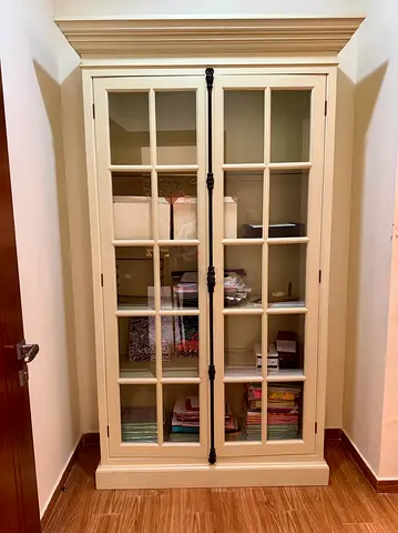 LUZ DE LUNA French casement cabinet display vitrine book shelf bookcase cremone wood H232 W140 D43cm