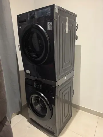 Samsung 9kg Capacity Washer and dryer set with stacking kit.