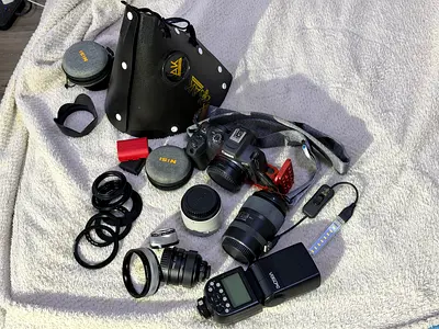 Canon R7 with macro setup gears