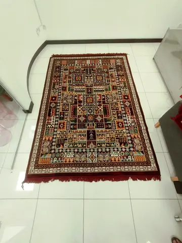 Burgundy Geometric Panel Rug, Made in Turkey, 284 x 190 cm, JLT