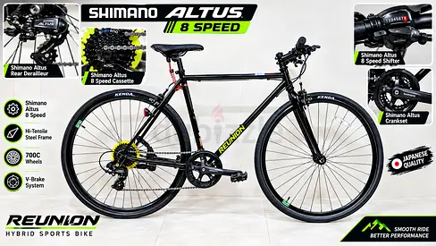 🚲 REUNION Hybrid Sports Bike
Shimano Altus 8-Speed | 700C Wheels