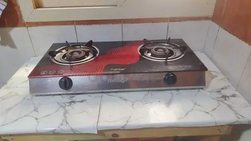 Used 2-Burner Glass Top Gas Stove (Manual Controls) - Good Working Condition